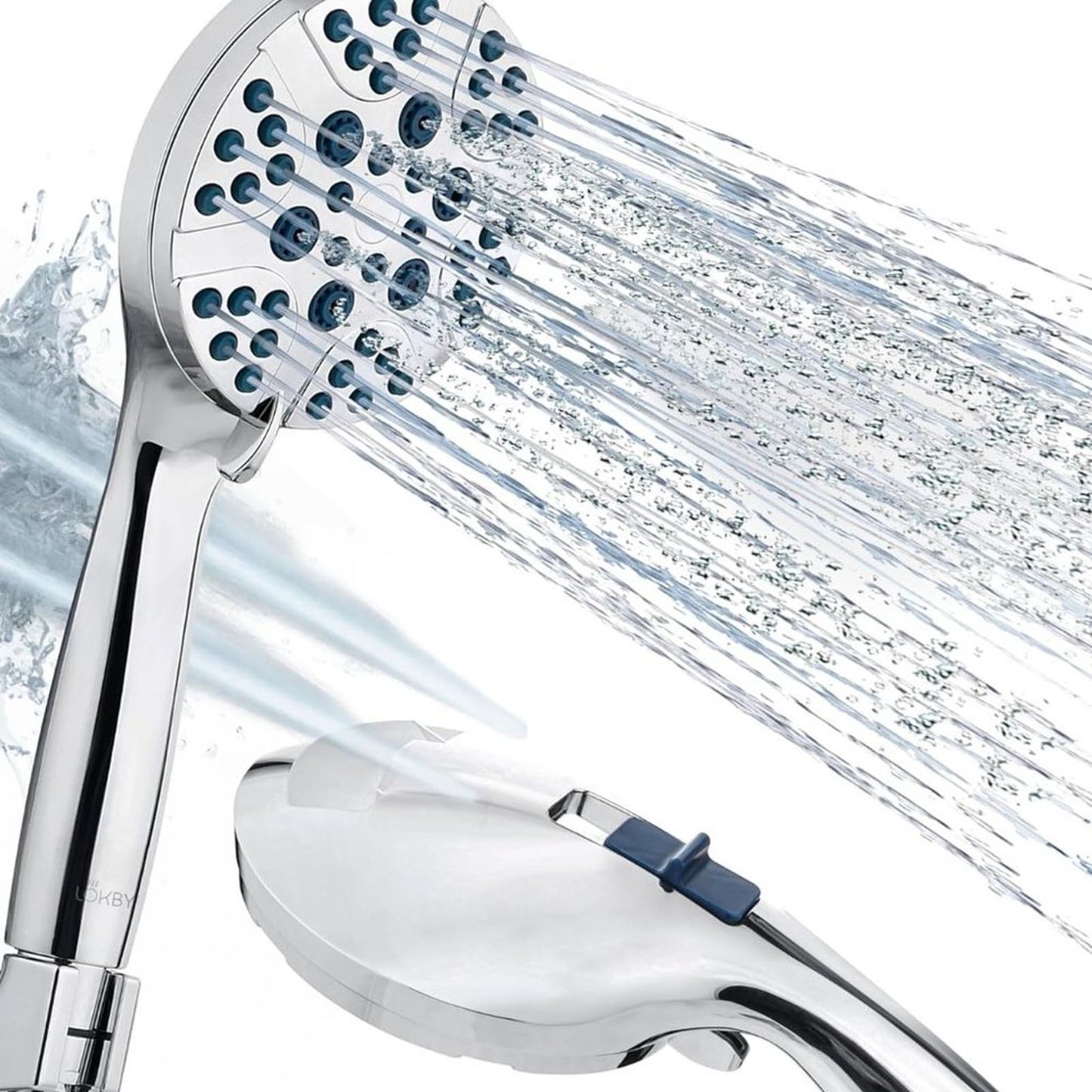 LOKBY High Pressure Shower Head with Handheld Spray - 8-Mode Detachable Handheld