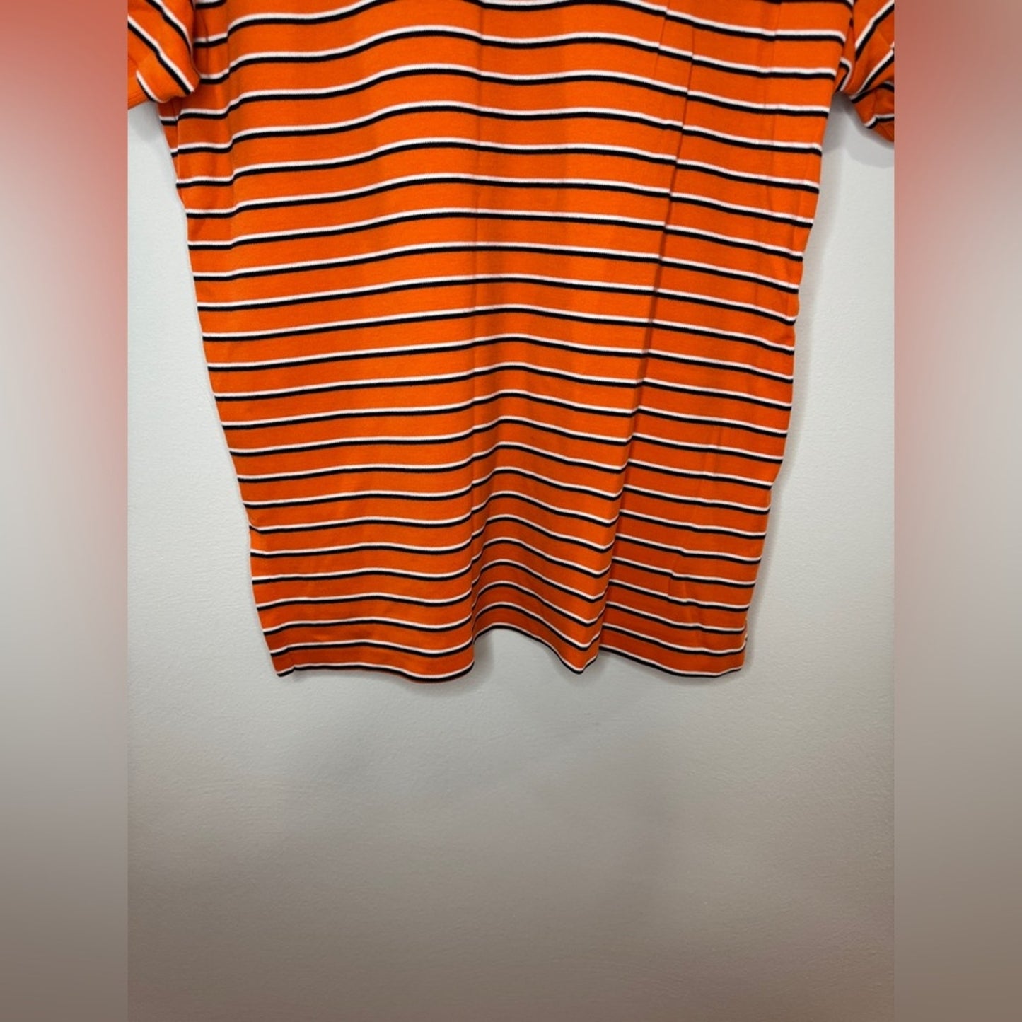 Pre-Owned Md Polo Ralph Lauren Orange Striped Custom Fit Polo Shirt