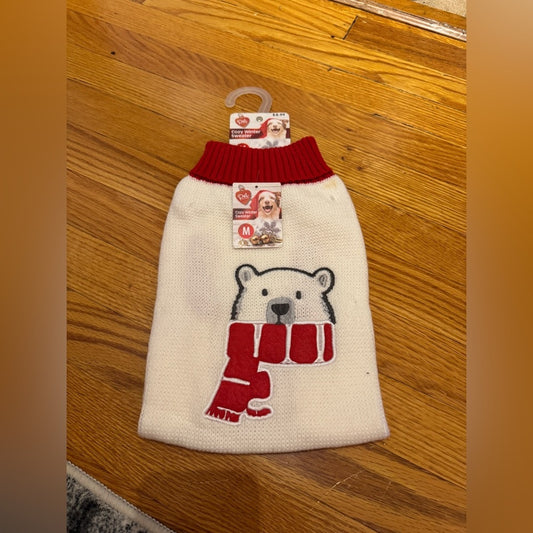 NWT MD Pet Central White Polar Bear Cozy Winter Dog Sweater