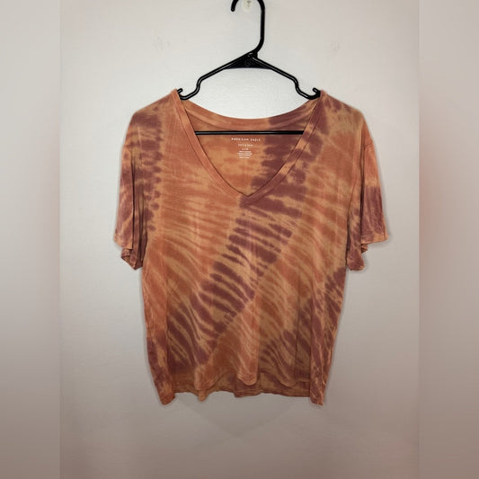 Pre-Owned SM American Eagle Orange Tie Dye Soft & Sexy Vneck T-shirt