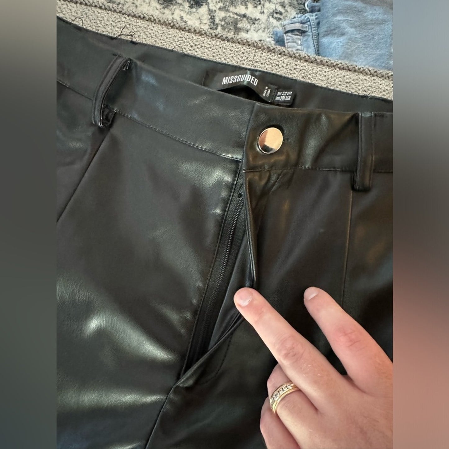 Pre-Owned Size 10 Missguided Black Pleather Pants