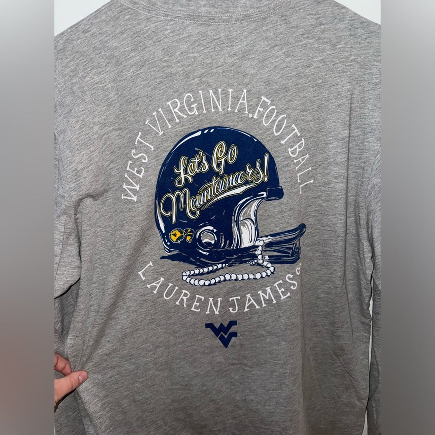 Pre-Owned MD Lauren James Let’s Go Mountaineers Grey Long Sleeve Shirt