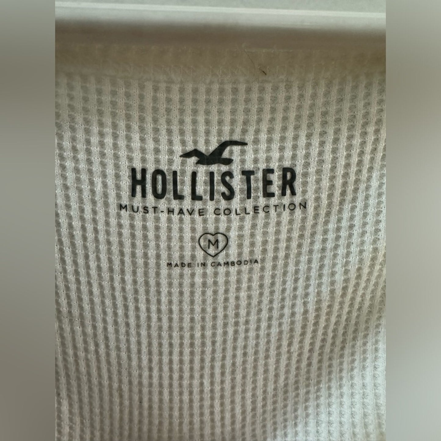 Pre-Owned MD Hollister White Cropped Waffle Knit Long Sleeve Shirt