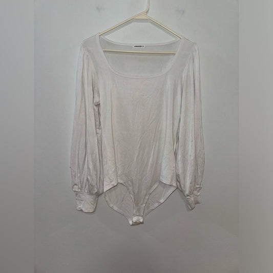 Pre-Owned MD Jorasob White Long Sleeve Flowy Bodysuit