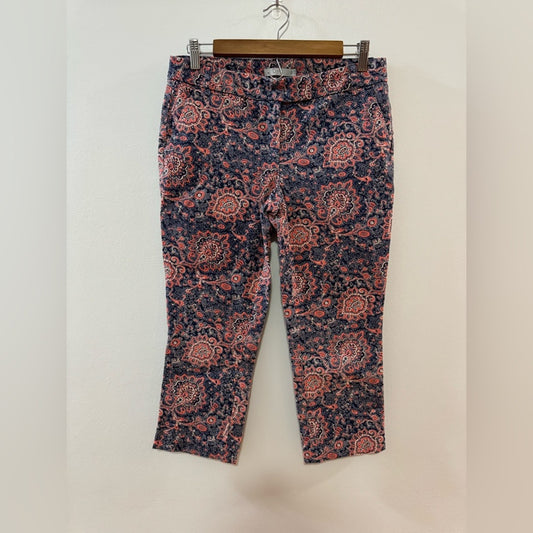 Pre-Owned Size 6 Dalia Navy Blue and Orange Capris