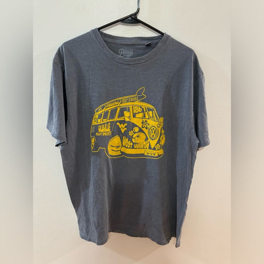 Pre-Owned MD WVU West Virginia Mountaineers Blue/Gold Retro VW Bus T-Shirt