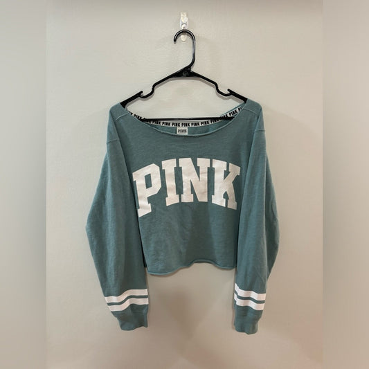 Pre-Owned MD PINK Green Cropped Crewneck