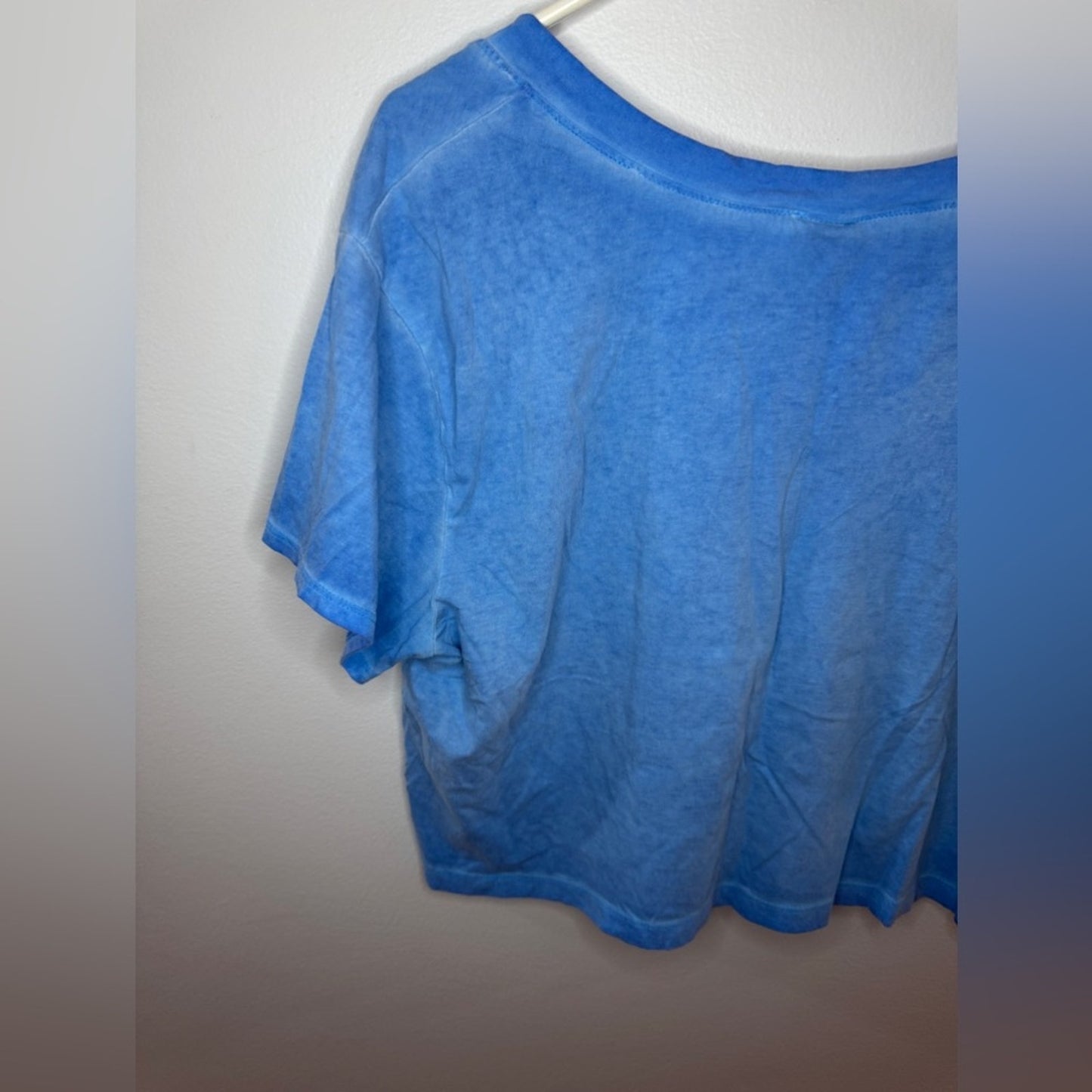 Pre-Owned XL Wild Fable Blue Distressed V-neck Cropped T-Shirt