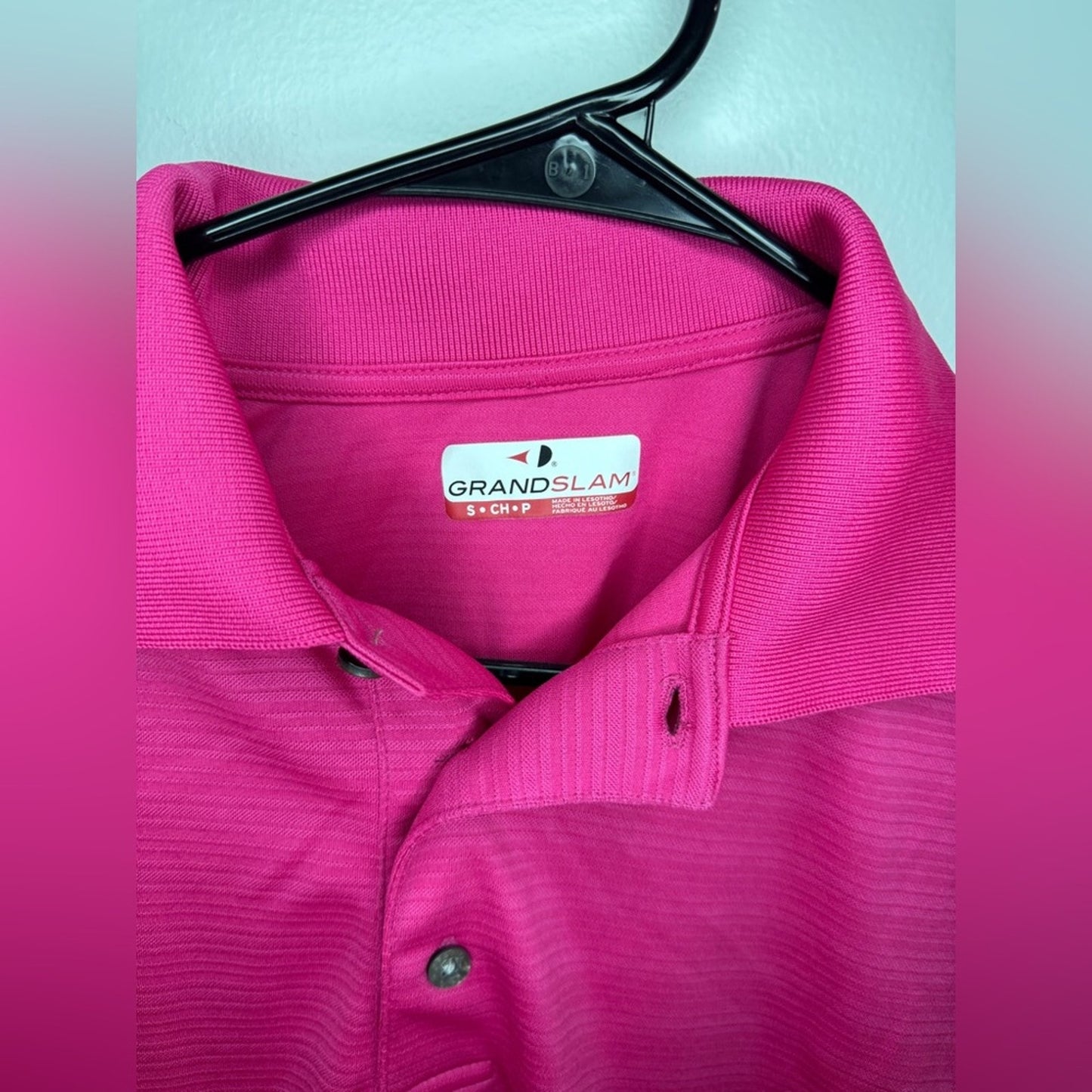 Pre-Owned SM GrandSlam Pink Collared Button Up Polo Shirt