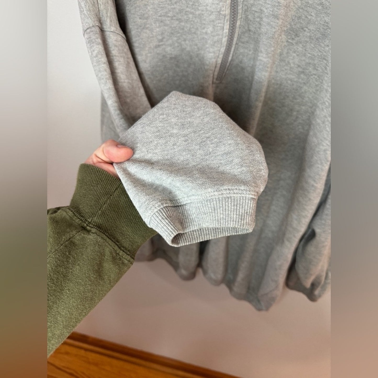 Pre-Owned XL Aerie Heather Grey Oversized Quarter Zip Sweatshirt