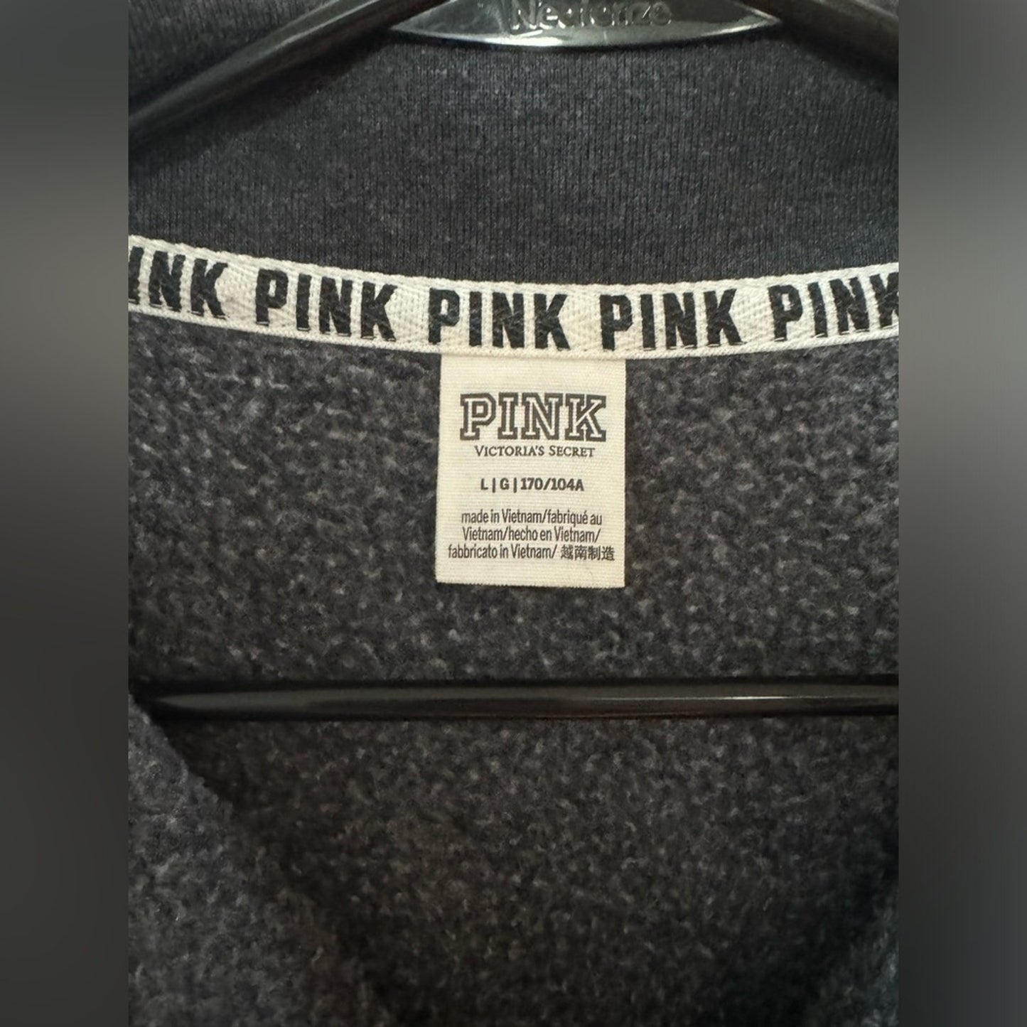 Pre-Owned LG PINK Logo Quarter Zip Long Sleeve
