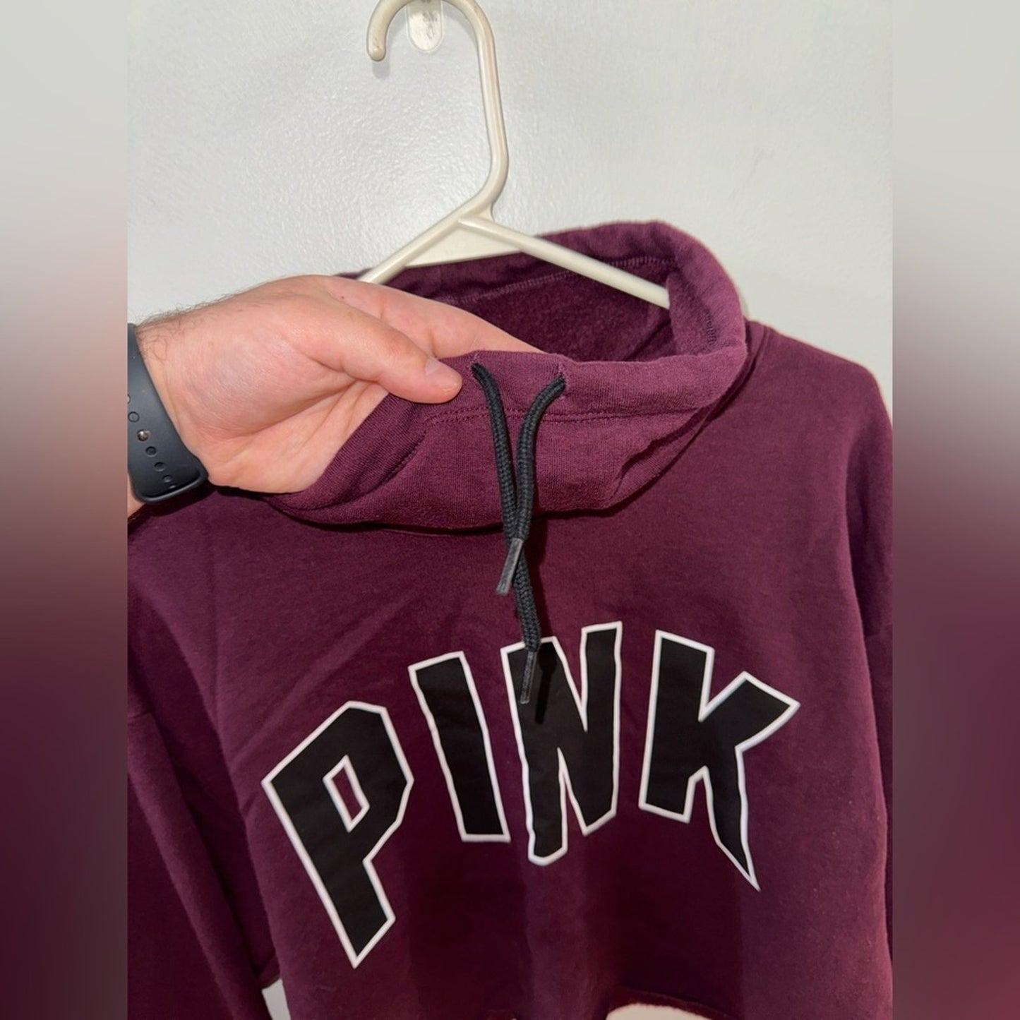 Pre-Owned MD PINK Victoria’s Secret Maroon Logo Cropped Sweat Shirt