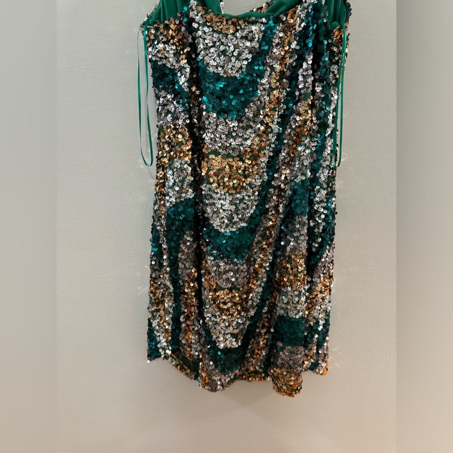 NWT LG Lizzie’s Boutique Green Pattern Sequin Dress