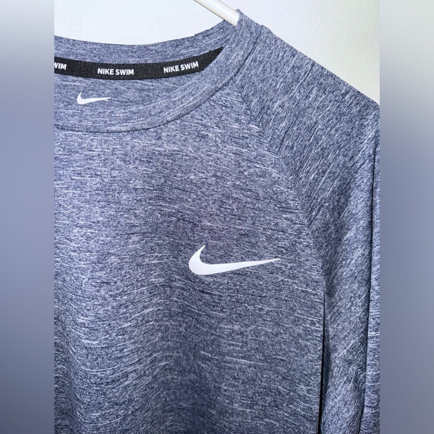 Pre-Owned MD Nike Dri-Fit Swim Heather Blue Long Sleeve Shirt UPF 40+