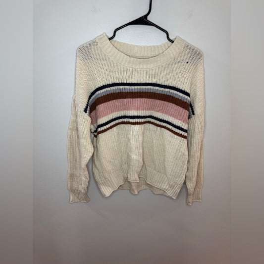 Pre-Owned MD American Eagle Cream Striped Knitted Sweater