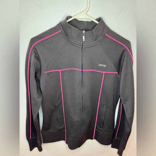 Pre-Owned LG Petite Izod Grey and Pink Zip-Up Jacket