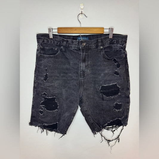 Pre-Owned Size 33 Aeropostale Black Distressed Acid Wash Loose Jean Shorts