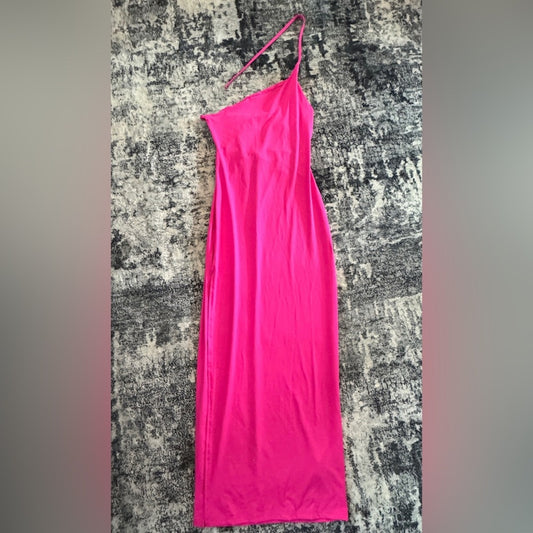 Pre-Owned MD SHEIN Pink Long One Shoulder Dress