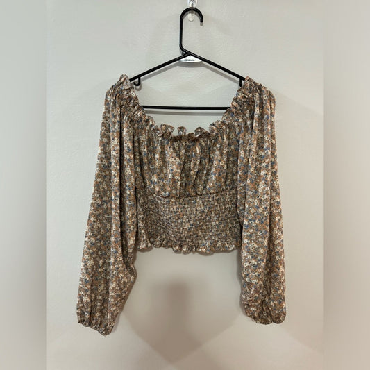 Pre-Owned MD Beyond the Radar Cropped Floral Top