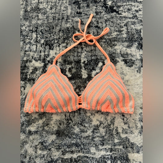 Pre-Owned SM Wild Fable Orange and Grey Crochet Bikini Top