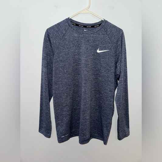 Pre-Owned MD Nike Dri-Fit Swim Heather Blue Long Sleeve Shirt UPF 40+