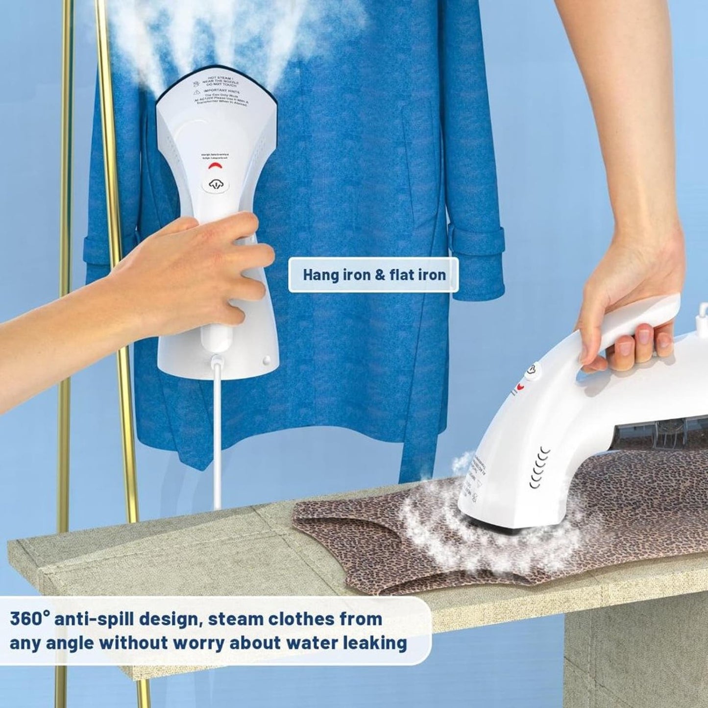 Clothes Steamer with Ironing Gloves, 2 in 1 Clothes Steamer and Iron