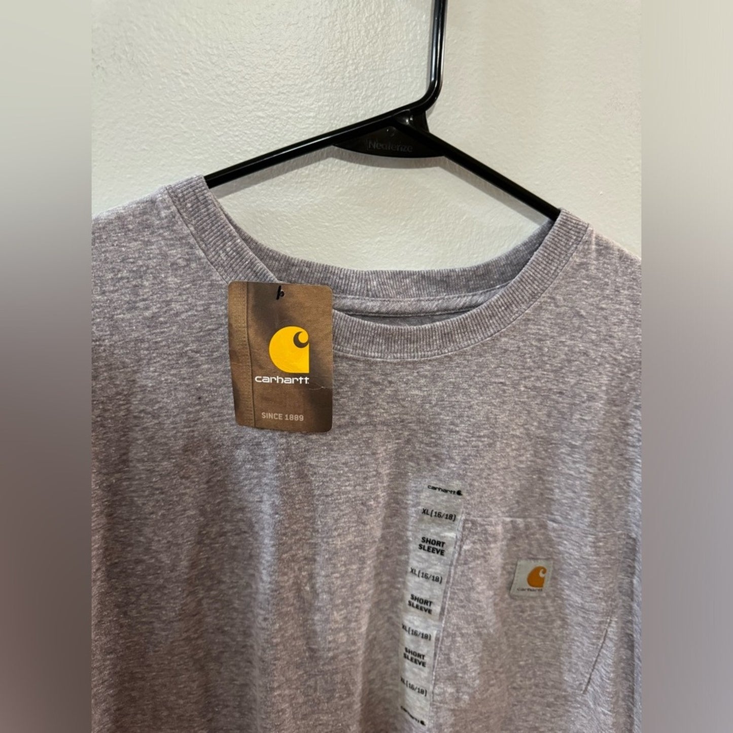 NWT Boys XL (16-18) Carhartt Grey Pocket T-Shirt Original Fit