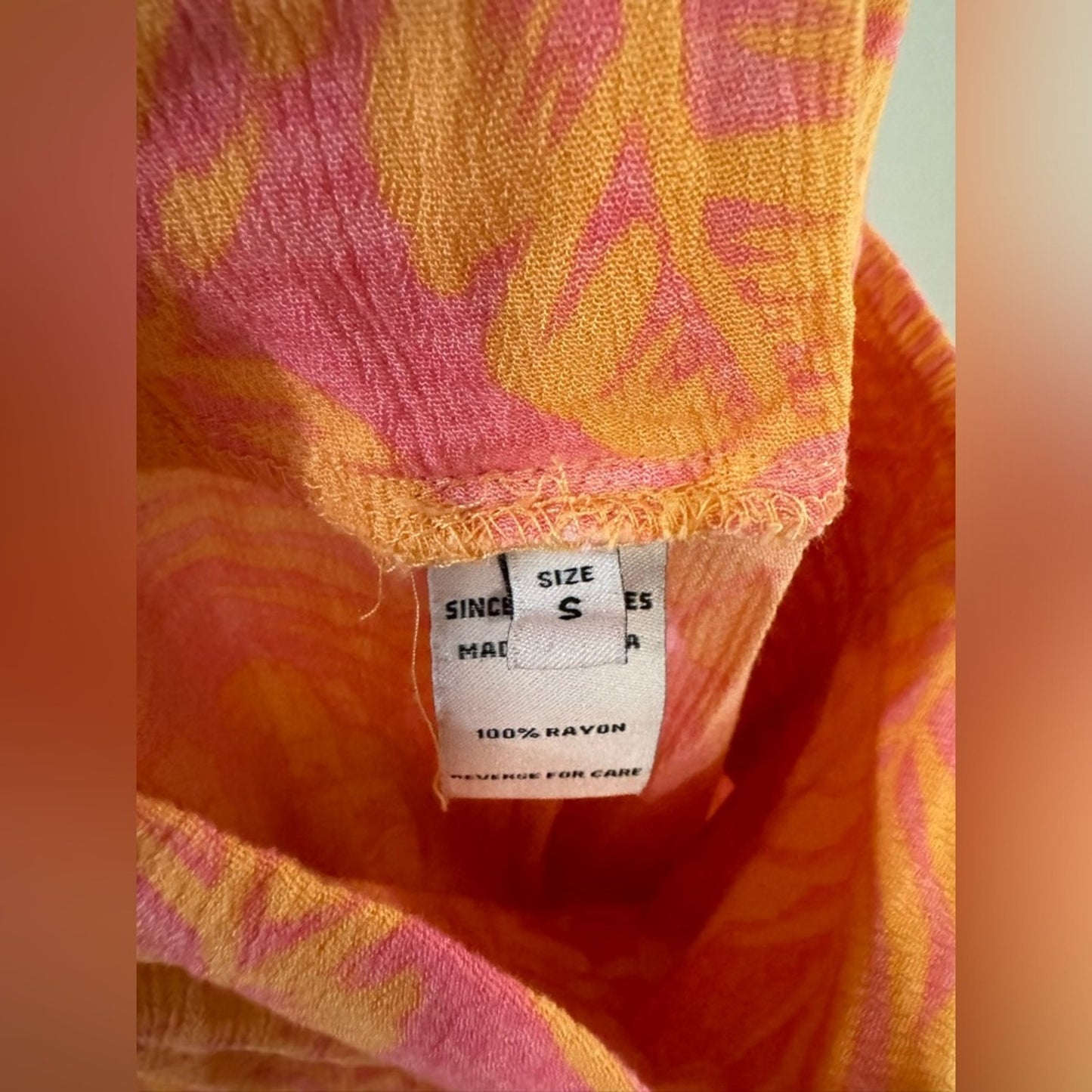 Pre-Owned SM Sincerely Jules Orange/Pink Tropical Palm Pants