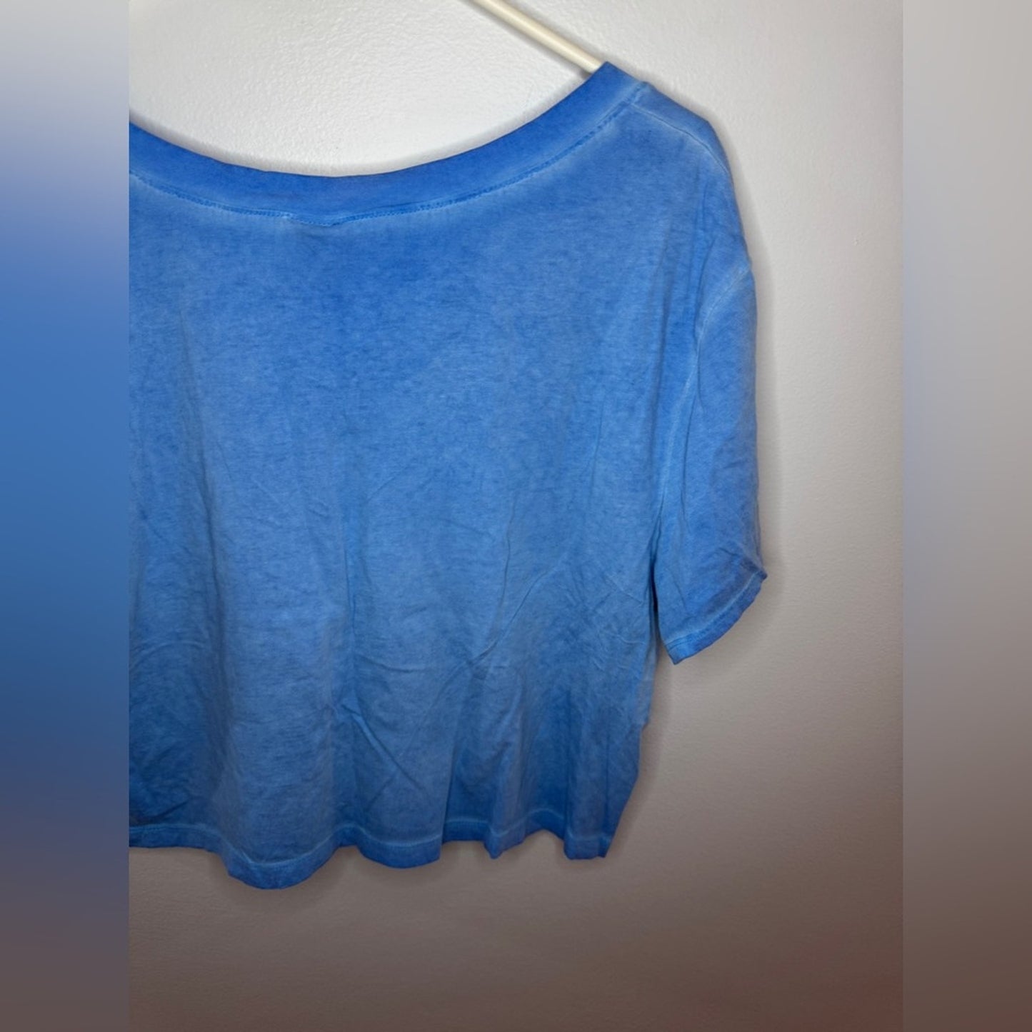 Pre-Owned XL Wild Fable Blue Distressed V-neck Cropped T-Shirt