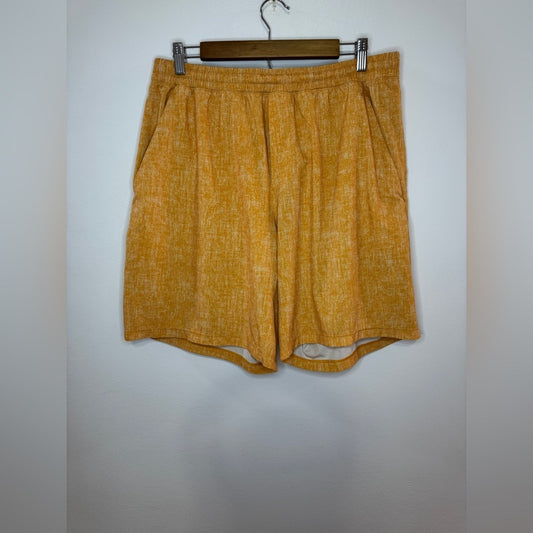 Rare XL Lululemon Yellow and Grey 9” Inseam Linerless Pace Breaker Shorts