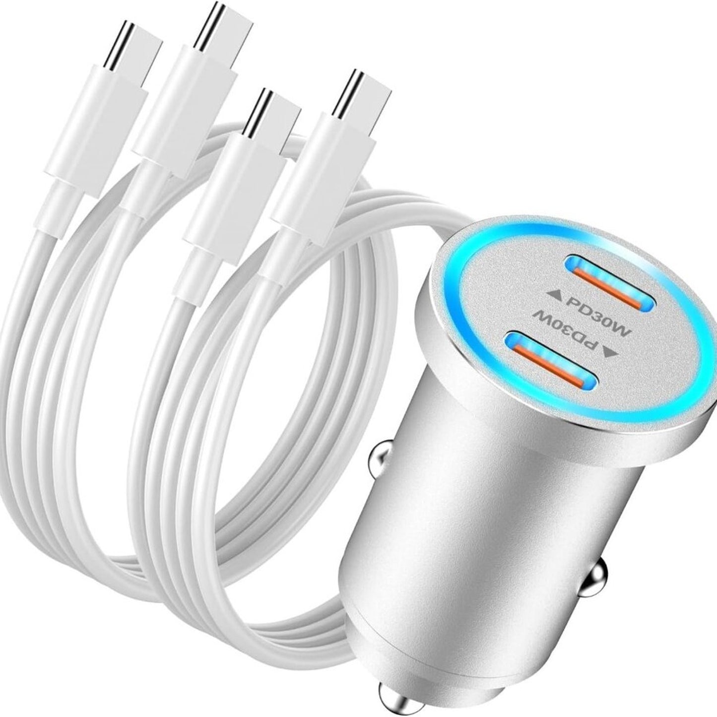 iPhone 15 Car Charger Fast Charging, All Metal 60W Dual USB C Car Charger