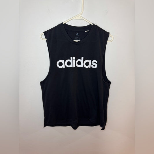 Pre-Owned LG Adidas Black Logo Graphic Tank Top