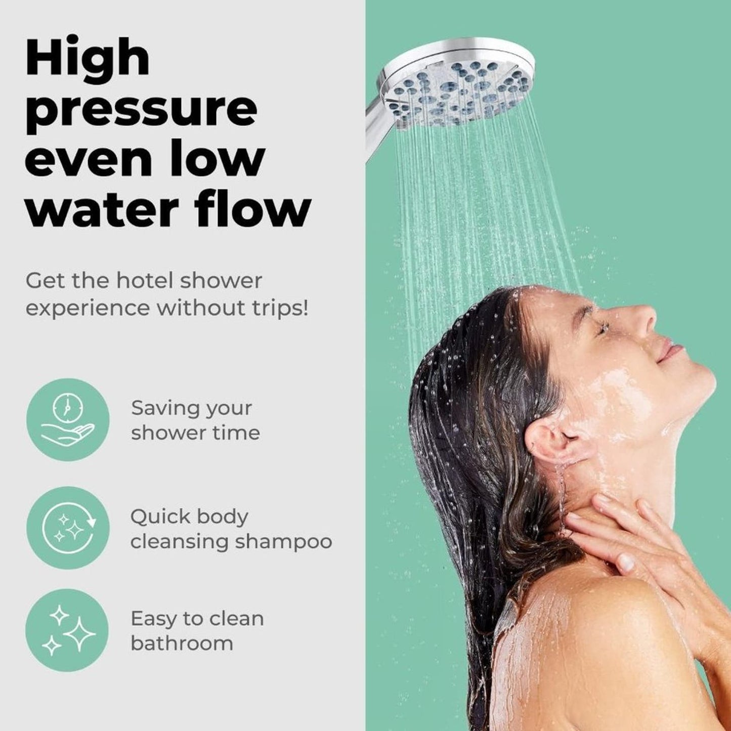 LOKBY High Pressure Shower Head with Handheld Spray - 8-Mode Detachable Handheld