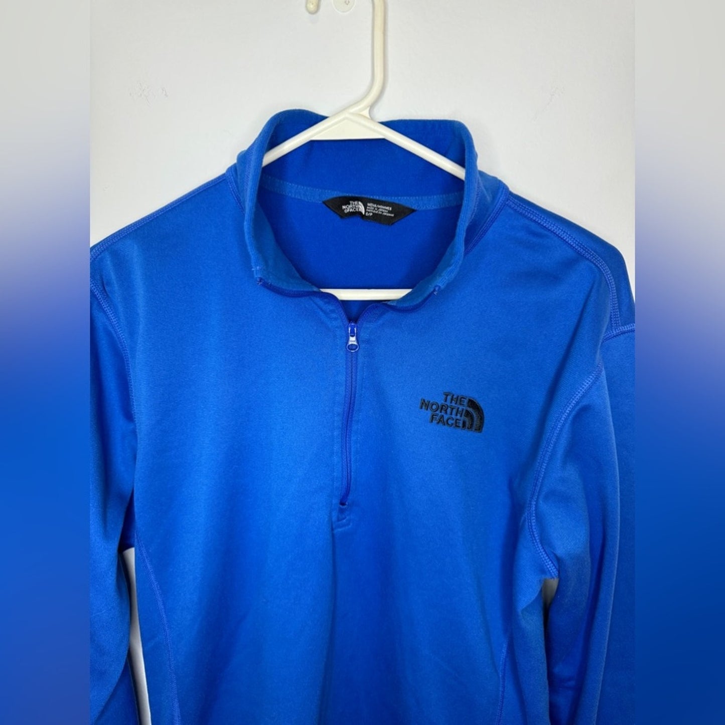 Pre-Owned SM The North Face Blue Embroidered Logo Quarter Zip Fleece Jacket