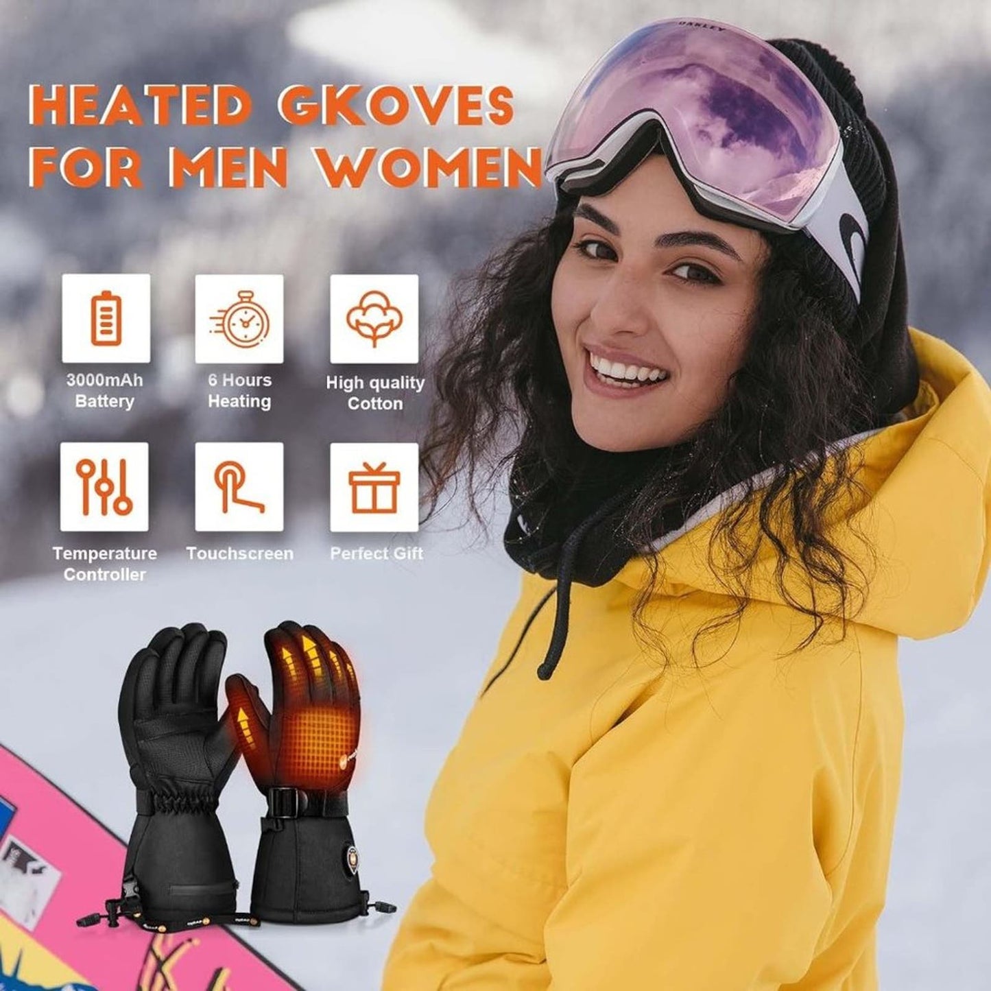 MewaMaA Heated Gloves for Men Women 7.4V Battery Rechargeable Heated Gloves XL
