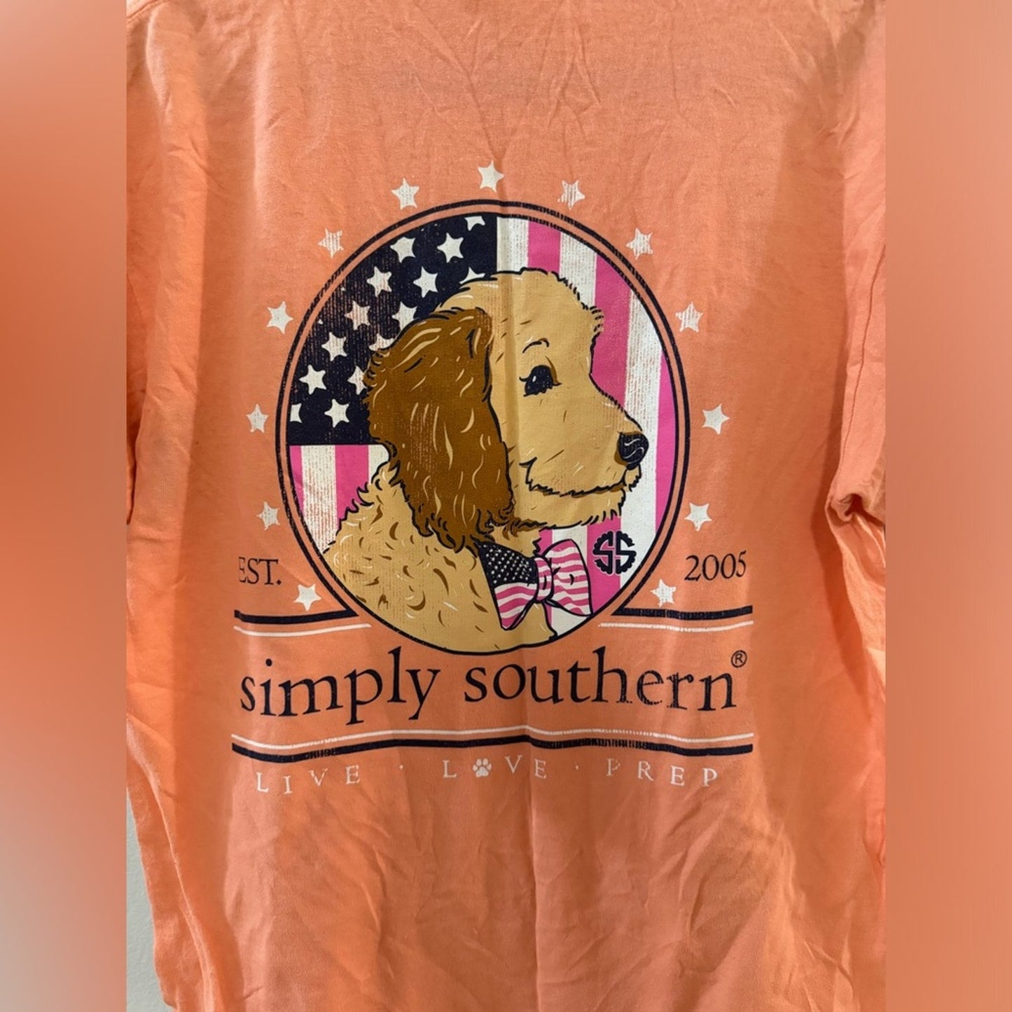 Pre-Owned MD Simply Southern Orange “live love prep” Dog T-Shirt