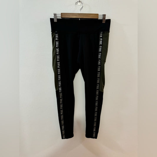 Pre-Owned MD Pink Victoria’s Secret Black and Brown Logo Leggings
