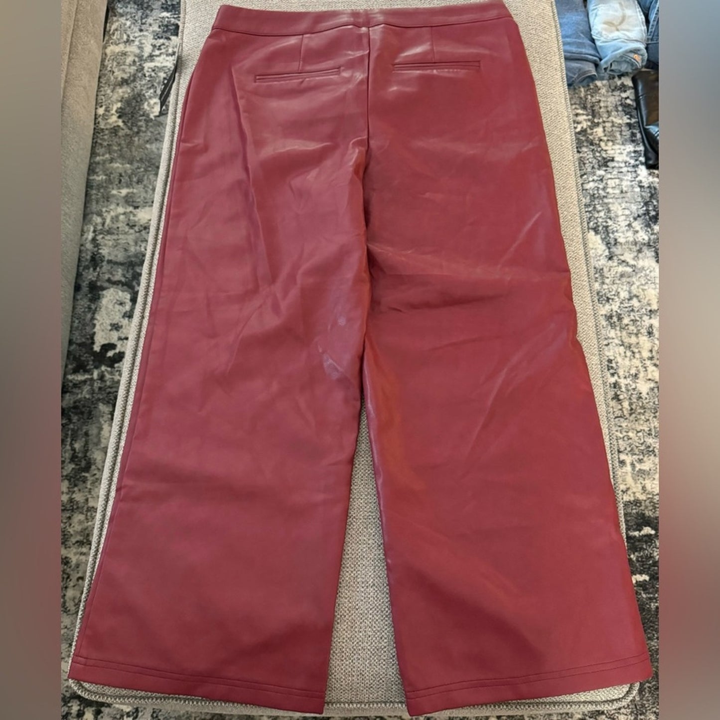 NWT LG Bagatelle Collection Cropped Wide Leg Red Pleather Pants