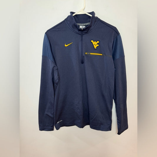 SM Nike Dri-Fit Navy Blue WVU West Virginia Quarter Zip Pullover Jacket