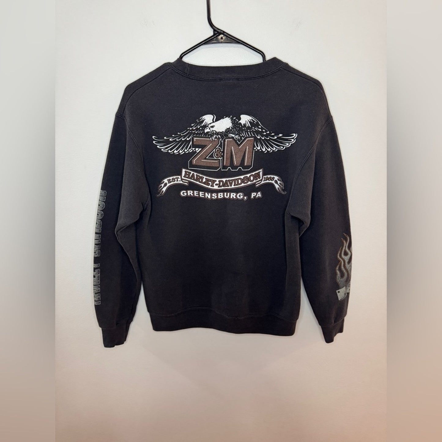 Pre-Owned SM Harley Davidson Black Cards and Dice Graphic Greensburg Crewneck