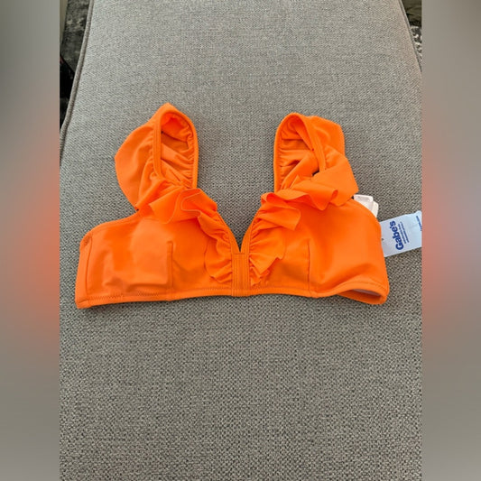 NWT LG Cupshe Orange Ruffle Silver Clasp Bikini Top