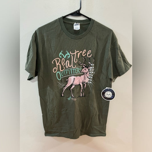 NWT MD Real Tree Green/Pink Deer T-Shirt