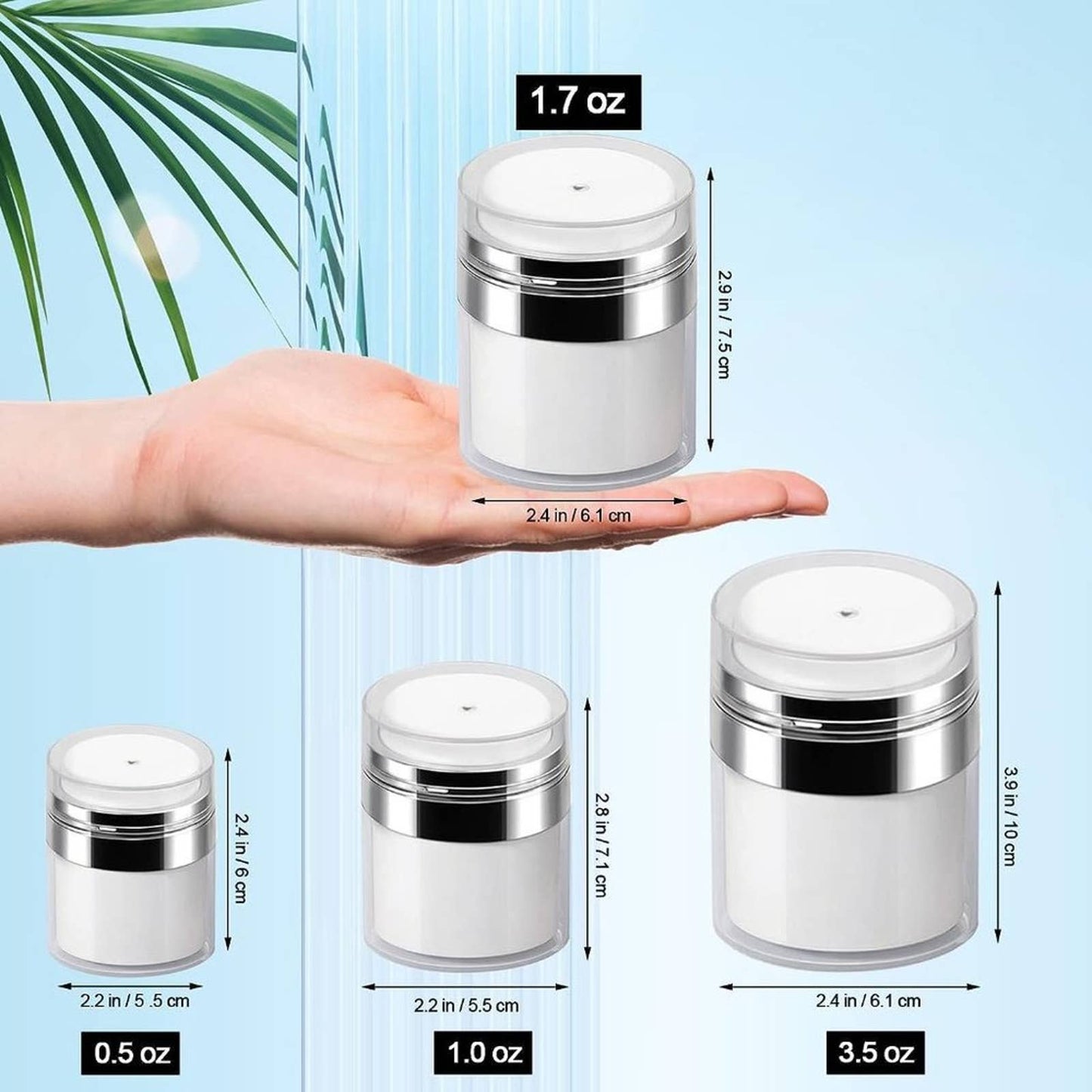 Airless Pump Jar - 0.5 Oz Air Pump Container for Cream, Pump Container