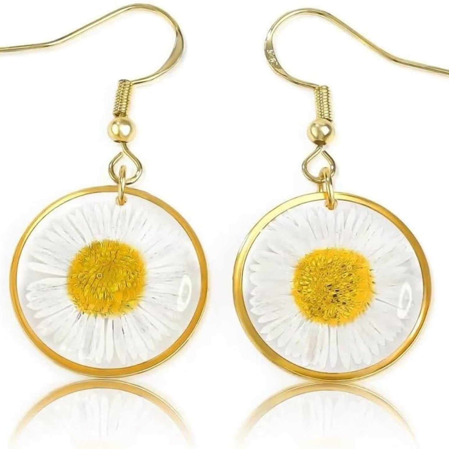 Pressed Flower Jewelry Sterling Silver Stud Earring Necklace Gift Sets Chrysanth