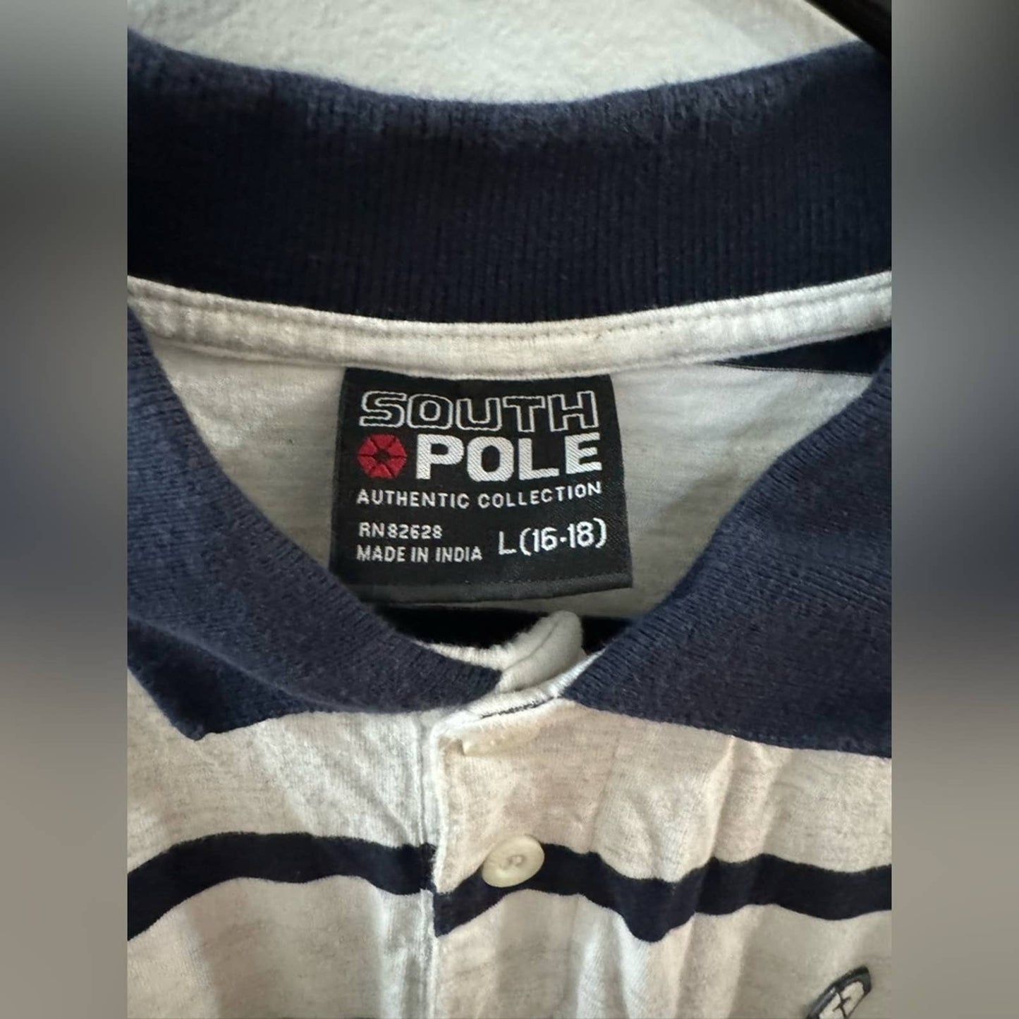 Boys LG (16-18) South Pole Striped Long Sleeve Collared Shirt