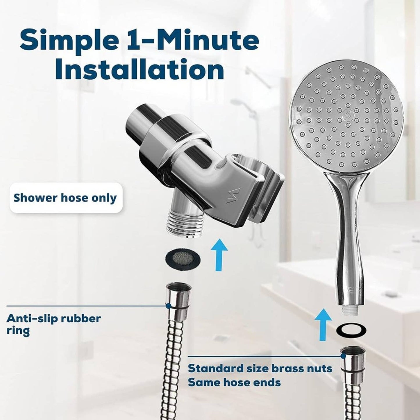 SparkPod Quick Install Shower Hose Replacement - 71 Inches Stainless Steel