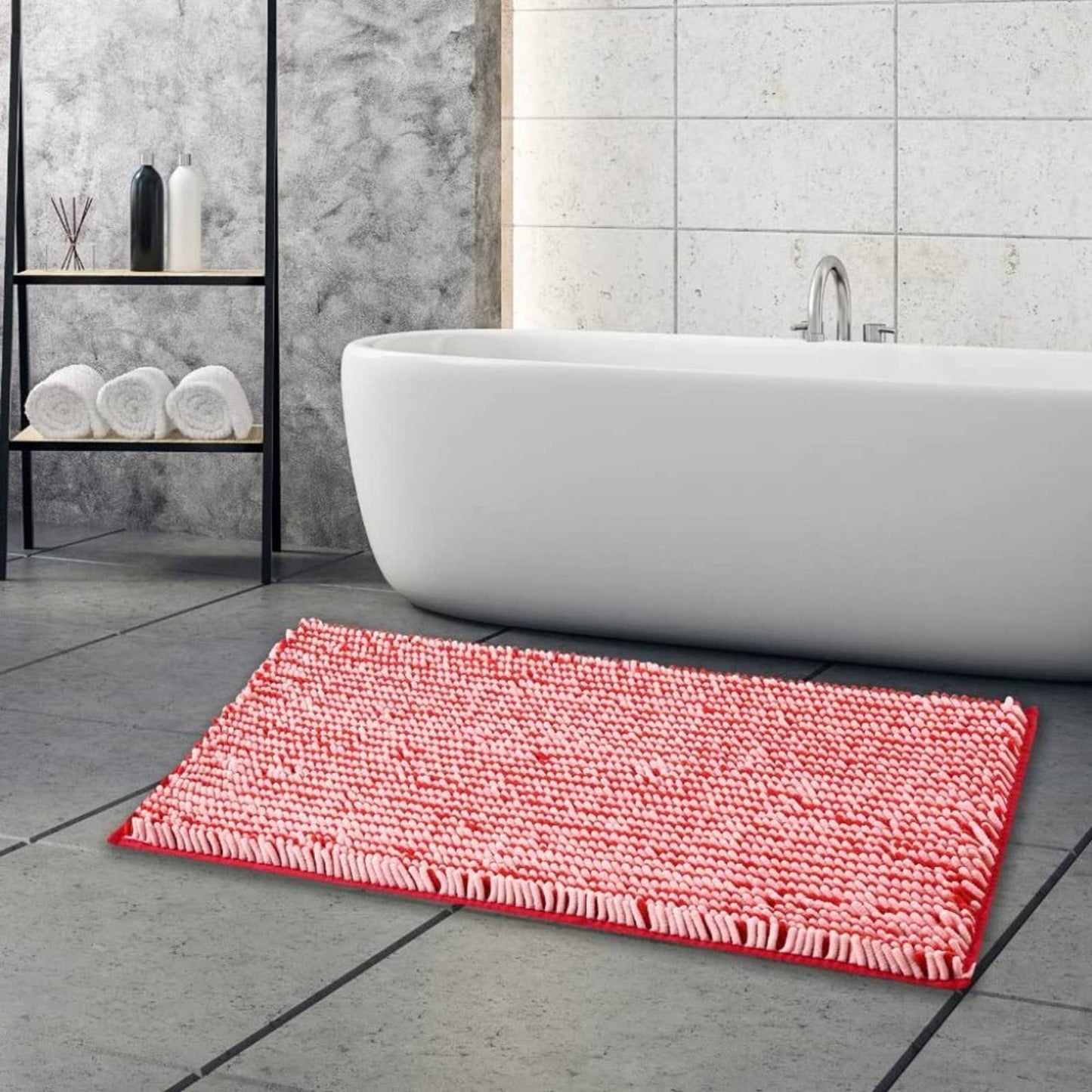 NUOVARUGS Bathroom Rug Anti-Slip Chenille Bath Mat Soft and Cozy Super Absorbent