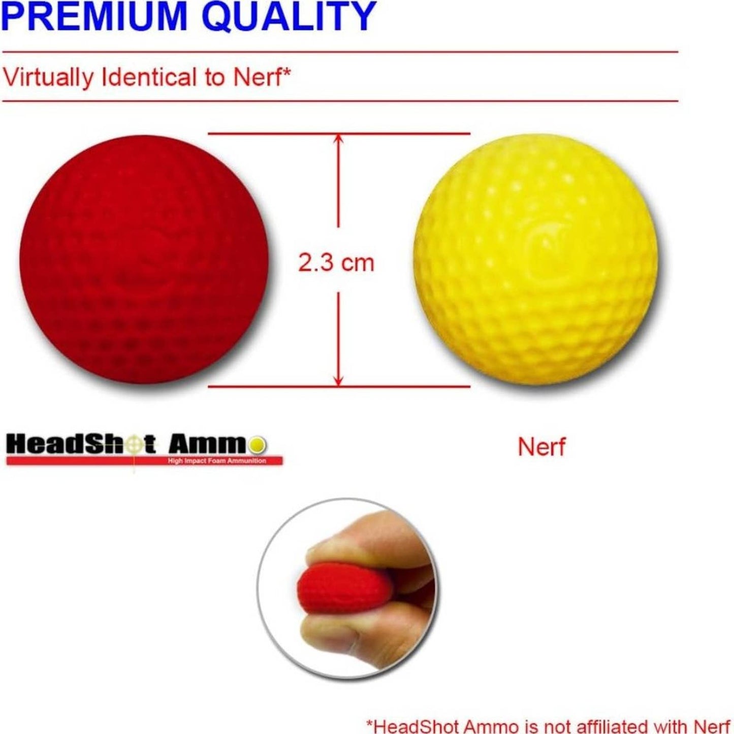 HeadShot Ammo Foam Balls for Toy Gun Refill Pack of Bullets Compatible with Nerf