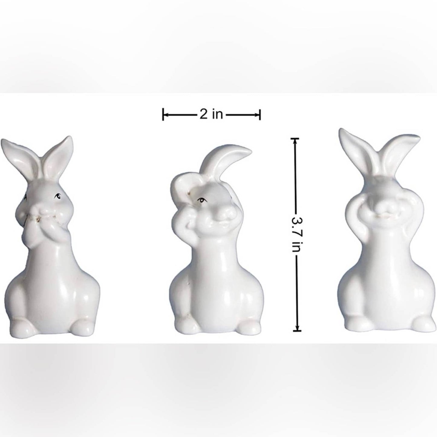 White Resin Easter Bunny Figurines Set of 3,Small Easter Bunny Status