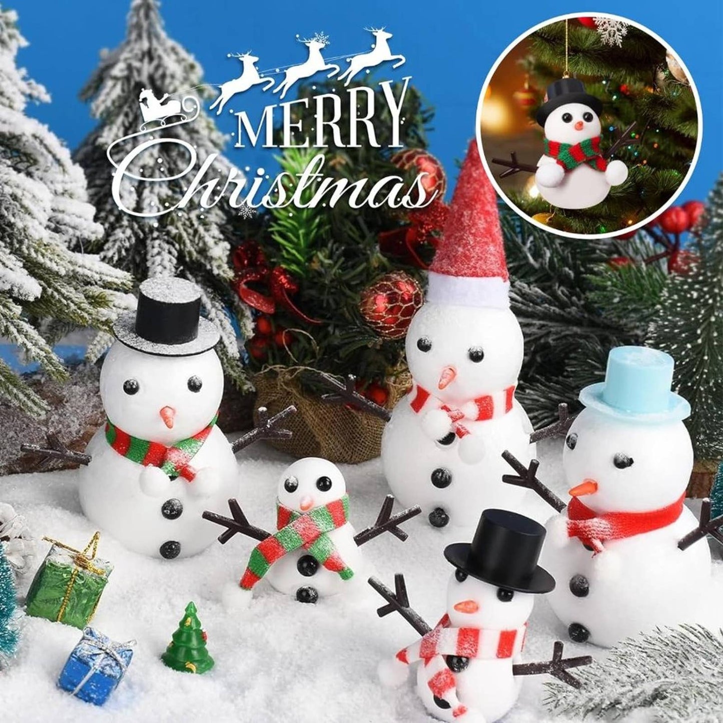 Christmas Crafts Xmas Gifts,Molding Clay Snowman DIY Kit,9Pack Build a Snowman